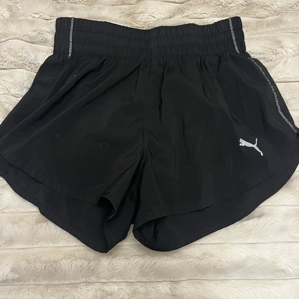 Puma Black Athletic Shorts with Lightweight Fabric and Elastic Waistband